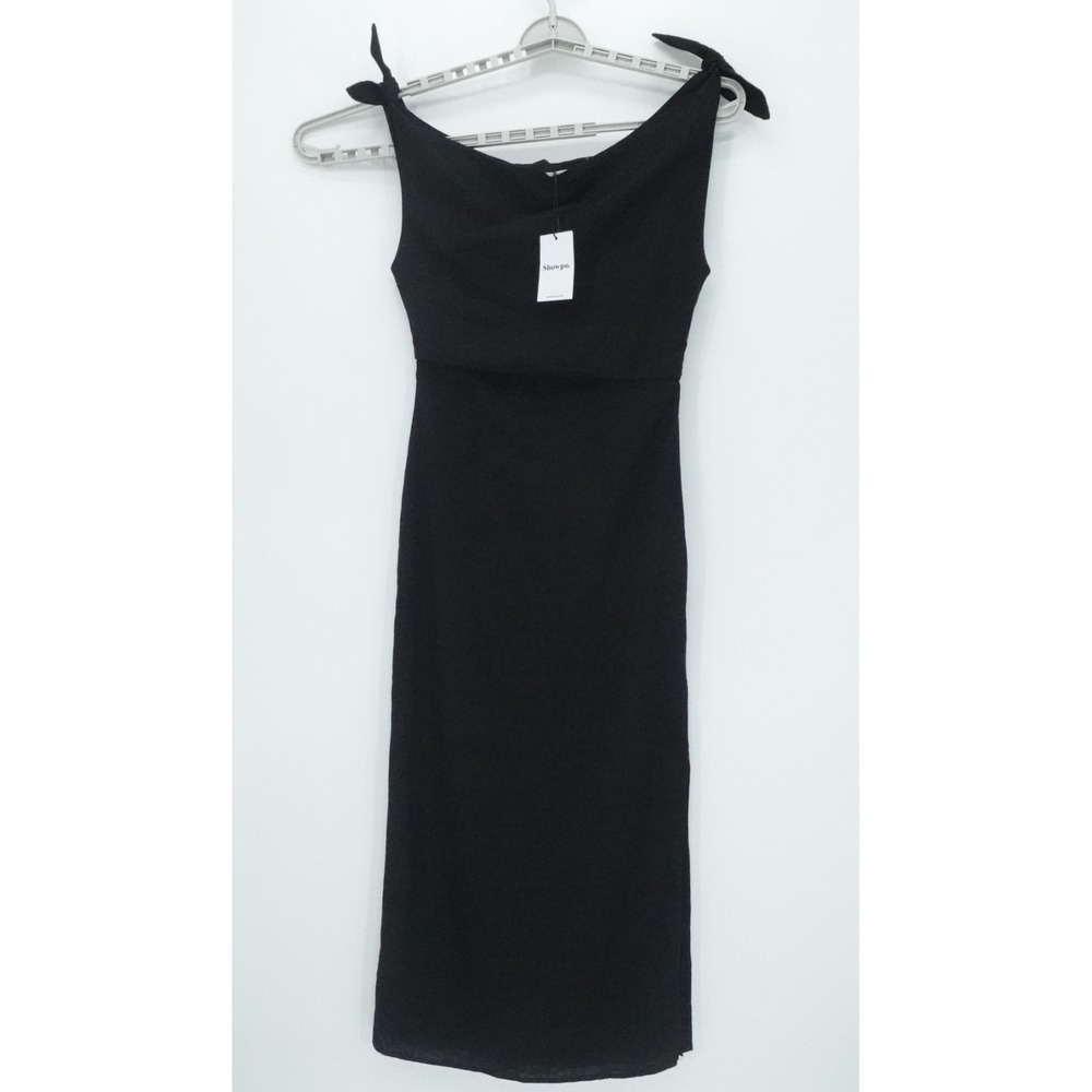 Showpo Black Cincinnati Midi Dress with Tie Straps, size 4 (NWT)